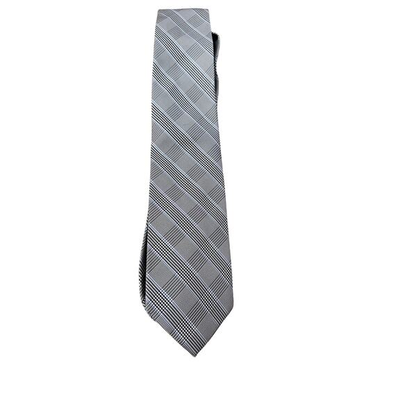 Lands' End Men's Gray 100% Silk Striped Patterned Handsewn Neck Tie - Picture 1 of 5